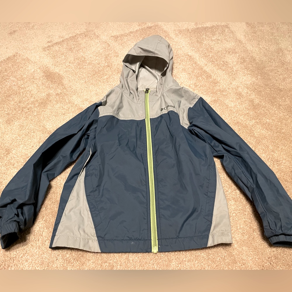 Columbia kids raincoat rain jacket small size 8 blue and gray